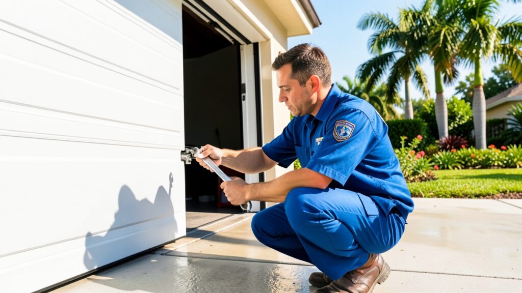 what does a typical garage door maintenance service include in Plantation FL?